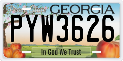 GA license plate PYW3626