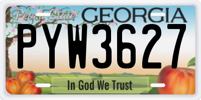 GA license plate PYW3627