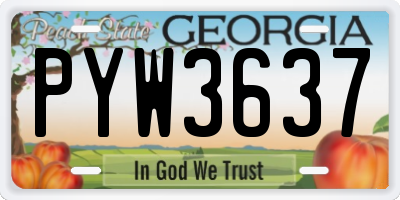 GA license plate PYW3637
