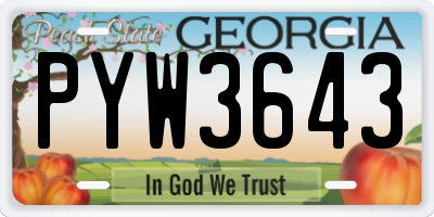 GA license plate PYW3643