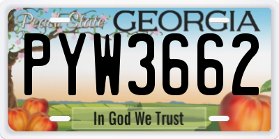GA license plate PYW3662