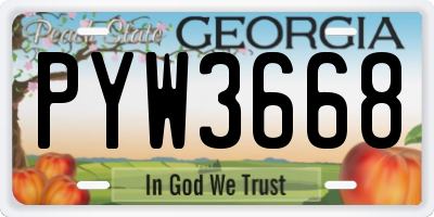 GA license plate PYW3668