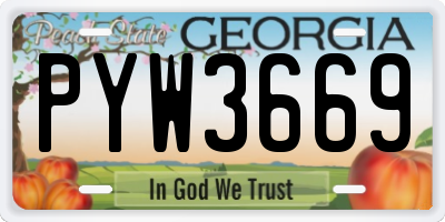 GA license plate PYW3669