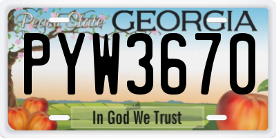 GA license plate PYW3670