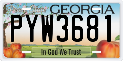 GA license plate PYW3681