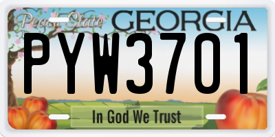 GA license plate PYW3701