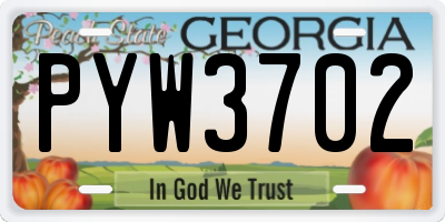 GA license plate PYW3702