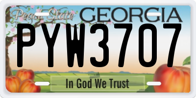 GA license plate PYW3707