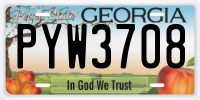 GA license plate PYW3708