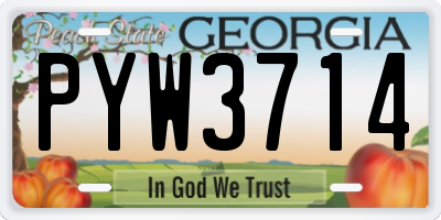 GA license plate PYW3714