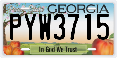 GA license plate PYW3715