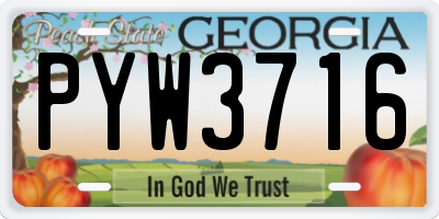 GA license plate PYW3716