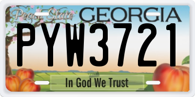 GA license plate PYW3721