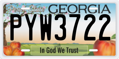 GA license plate PYW3722