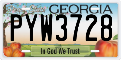 GA license plate PYW3728