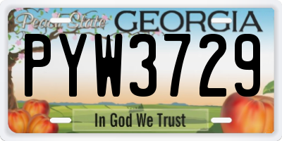 GA license plate PYW3729