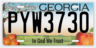 GA license plate PYW3730