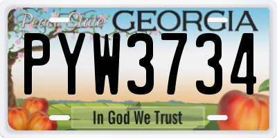 GA license plate PYW3734