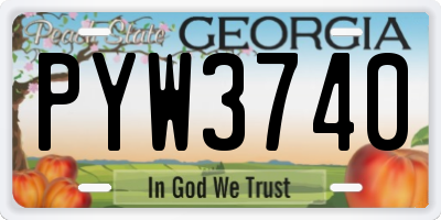 GA license plate PYW3740