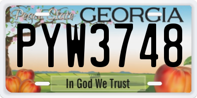 GA license plate PYW3748