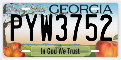 GA license plate PYW3752
