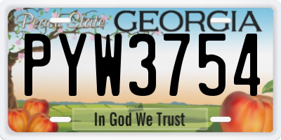GA license plate PYW3754