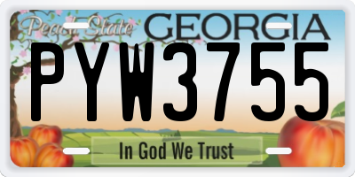 GA license plate PYW3755