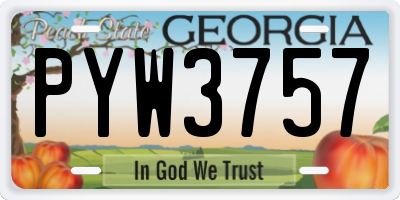 GA license plate PYW3757