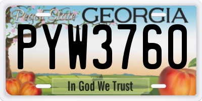 GA license plate PYW3760