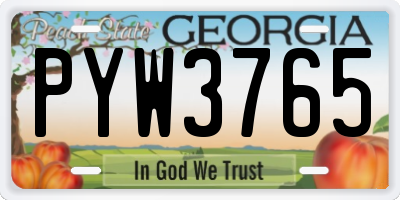 GA license plate PYW3765