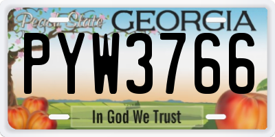 GA license plate PYW3766