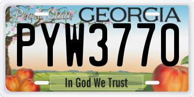 GA license plate PYW3770