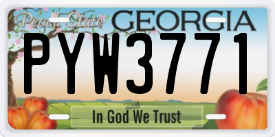 GA license plate PYW3771