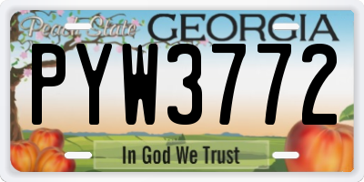 GA license plate PYW3772