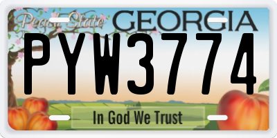 GA license plate PYW3774