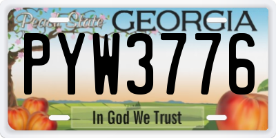 GA license plate PYW3776