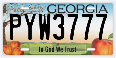 GA license plate PYW3777