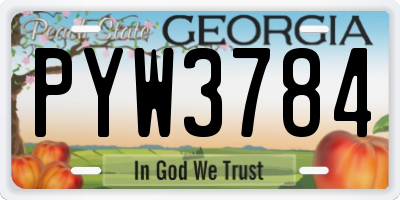 GA license plate PYW3784