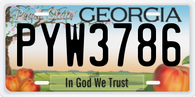 GA license plate PYW3786