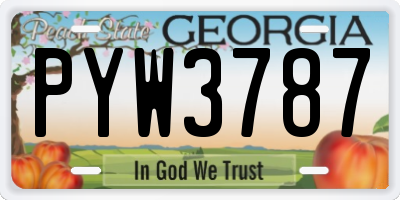 GA license plate PYW3787