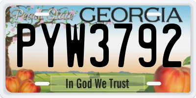 GA license plate PYW3792