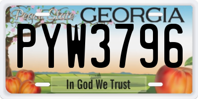 GA license plate PYW3796