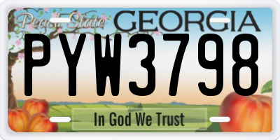 GA license plate PYW3798