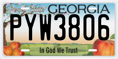 GA license plate PYW3806