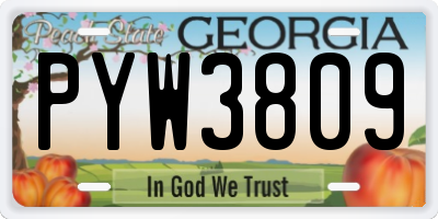GA license plate PYW3809