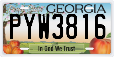 GA license plate PYW3816