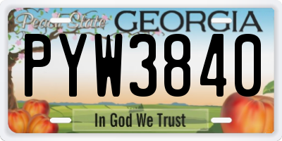 GA license plate PYW3840
