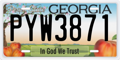 GA license plate PYW3871