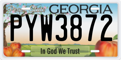 GA license plate PYW3872