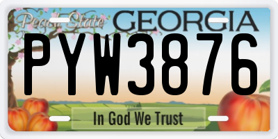 GA license plate PYW3876
